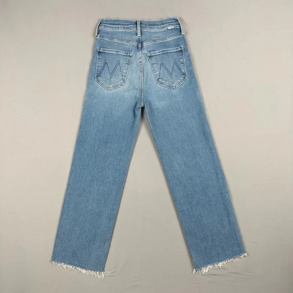 MOTHER Rambler Zip Flood High Rise Straight Jeans Out of the Blue Size 25 - Picture 2 of 10